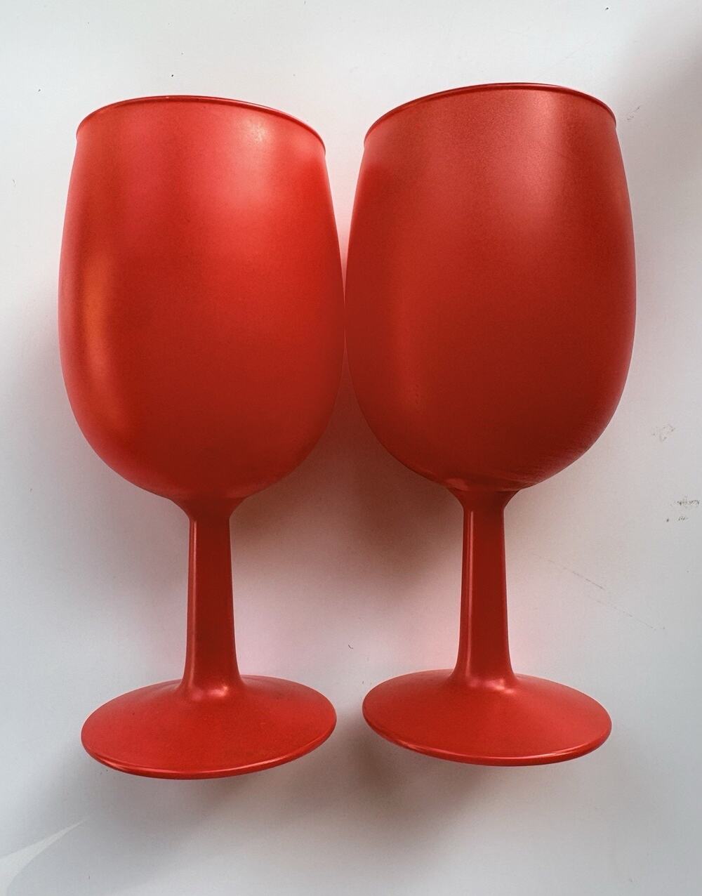 VTG Blendo Style Wine Glasses Red Orange Frosted MCM Set Of 2 Stemware Serving